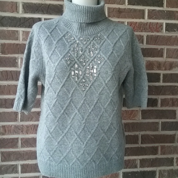 The Limited Cropped Wool Blend Turtleneck Sweater - Picture 1 of 8